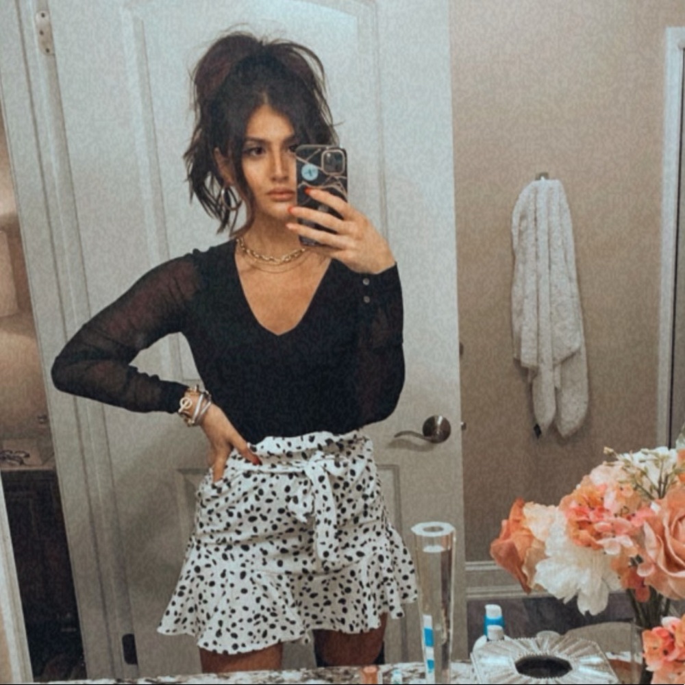 Dalmatian black and white spotted skater skirt